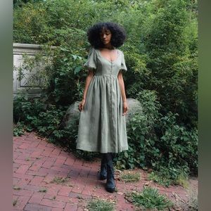 Maeve Dress in Sage Linen